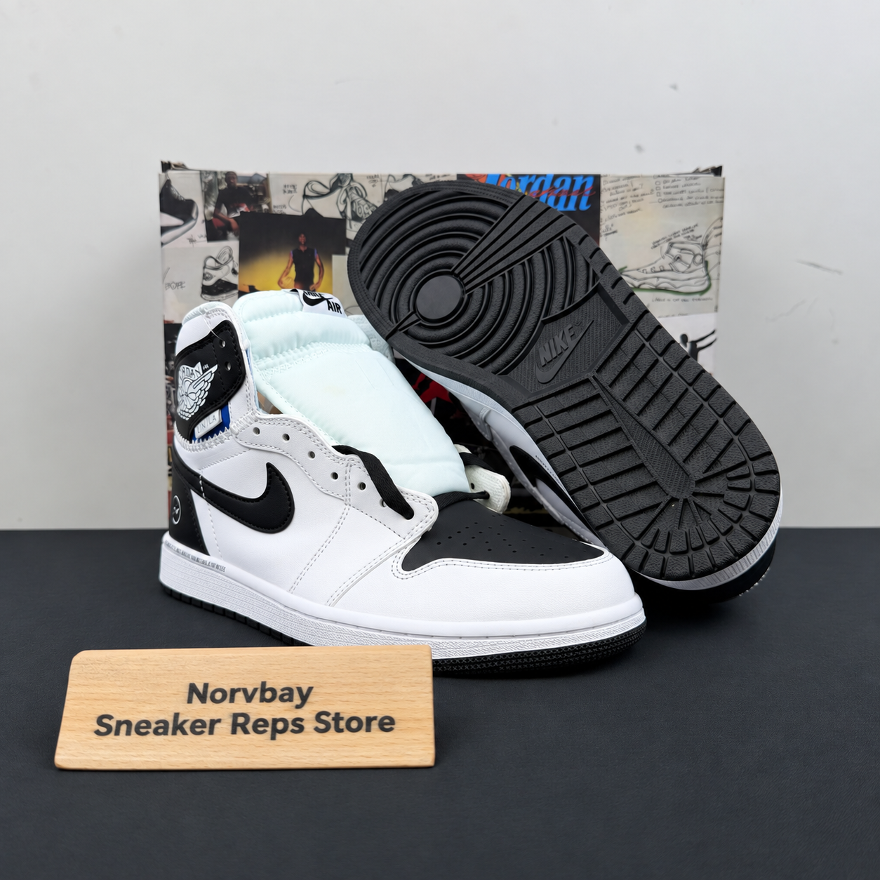 Union LA x Fragment Design x Jordan 1 High White Black Reps - 5 of 8