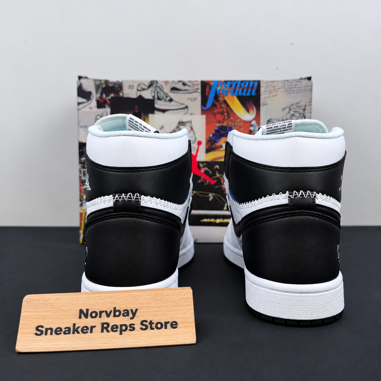 Union LA x Fragment Design x Jordan 1 High White Black Reps - 4 of 8