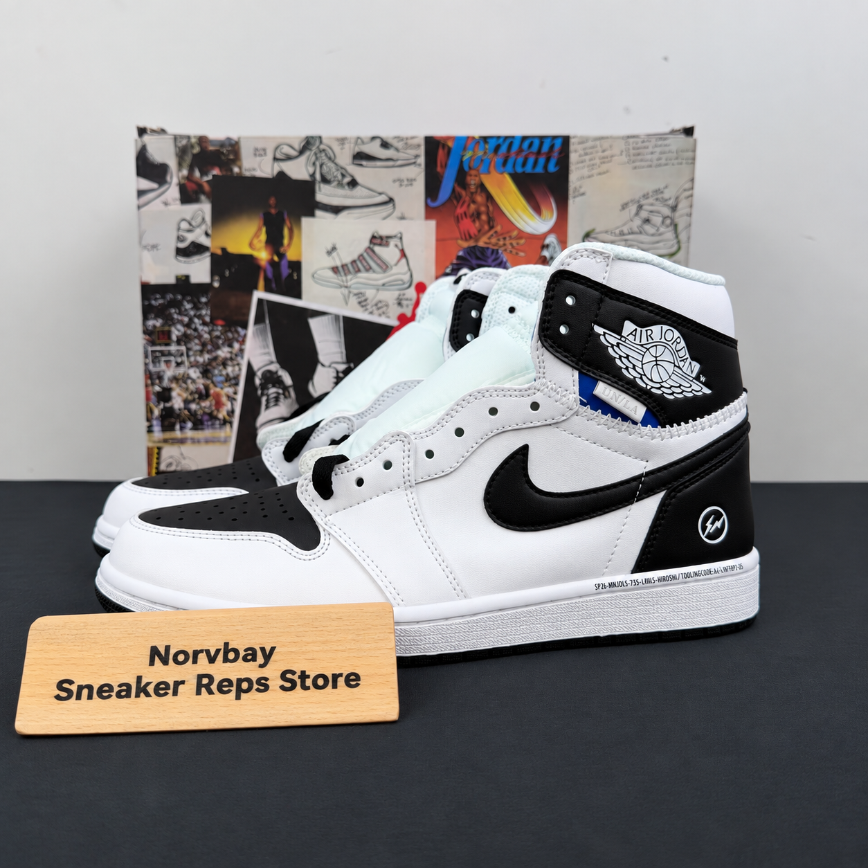 Union LA x Fragment Design x Jordan 1 High White Black Reps - 1 of 8