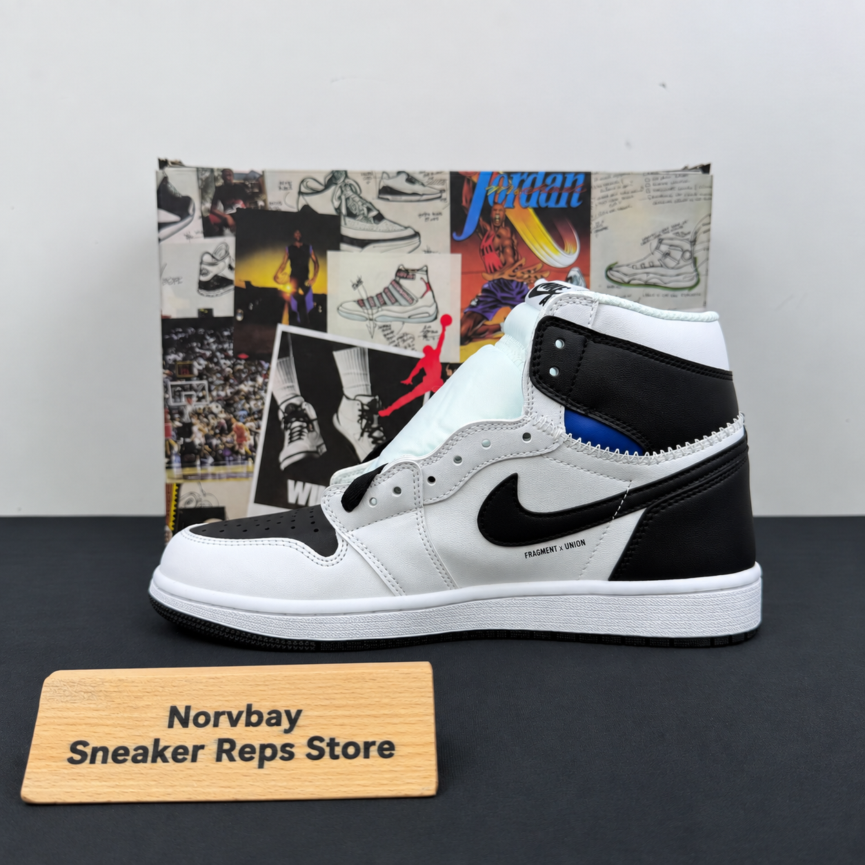 Union LA x Fragment Design x Jordan 1 High White Black Reps - 6 of 8