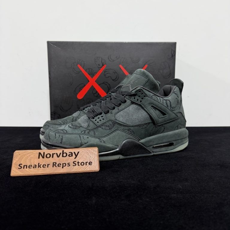Air Jordan 4 KAWS Black Rep basketball shoes - 1 of 8