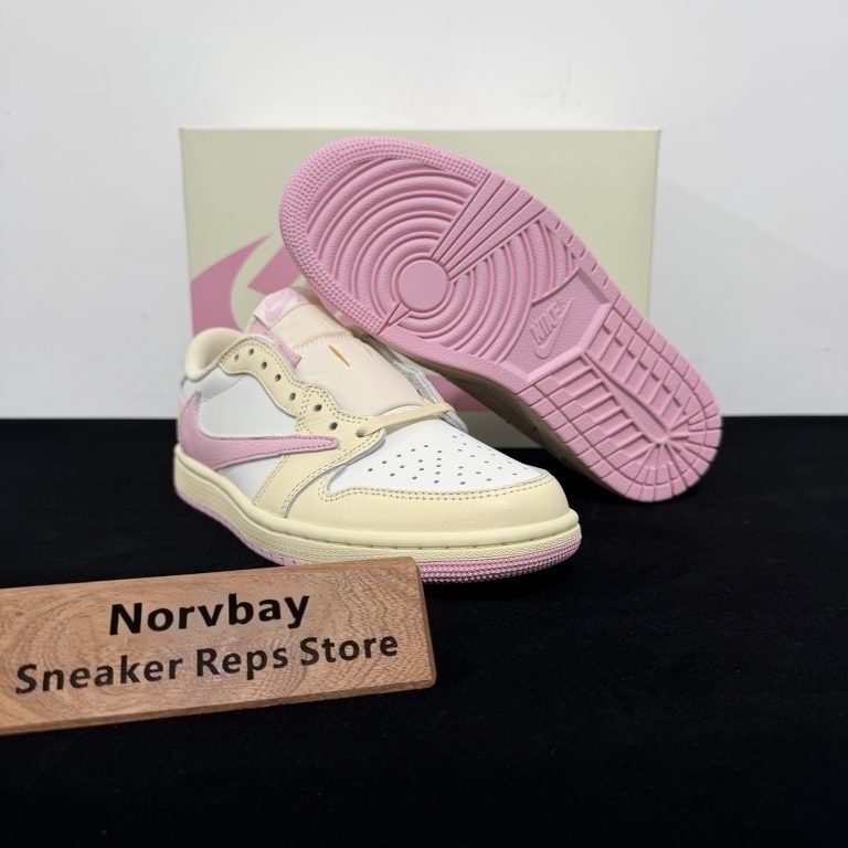 Travis Scott Air Jordan 1 Low Shy Pink Sail - 3 of 8