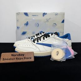 Jordan 1 Retro Low OG SP Fragment Travis Scott Sail Military Blue 2025 - norvbay
