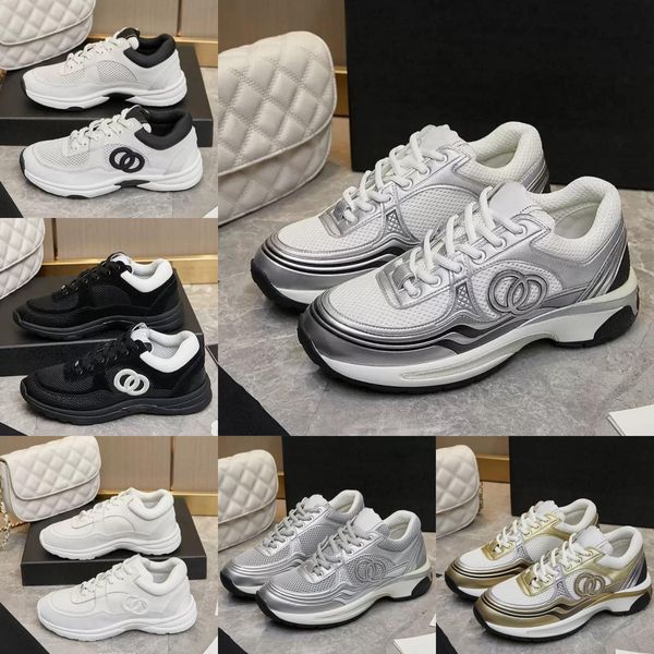 Designer shoes Thick soled Casual shoes women platform lace-up Travel leather 100% cowhide fashion lady Letters Flat Running Trainers men gym sneakers size 35-42