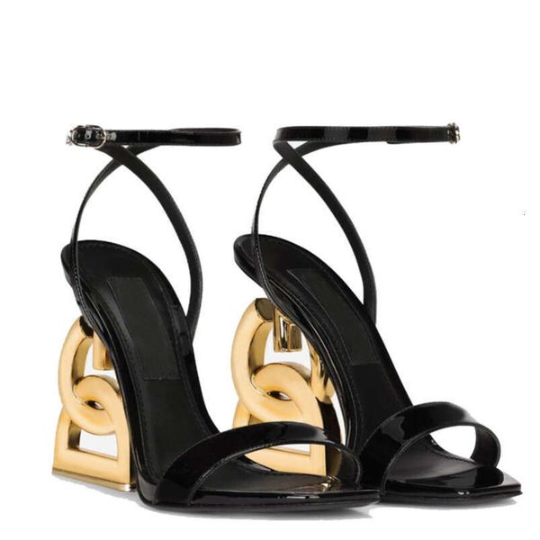 top Designer Dress Shoes High Heels Famous Brand Women Patent Leather Sandals Shoes Red Black White Party Wedding Lady Walking Shoe EU35-42